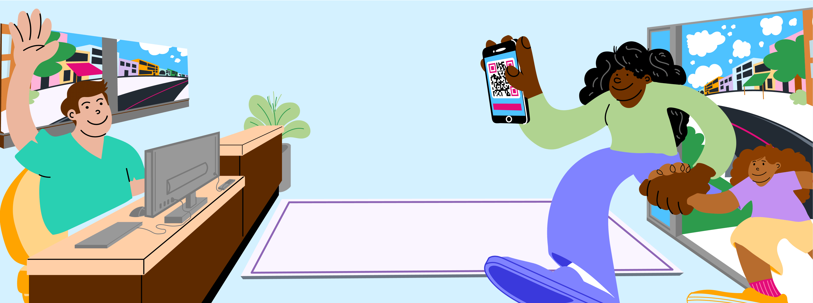 Illustration of someone coming into a healthcare visit